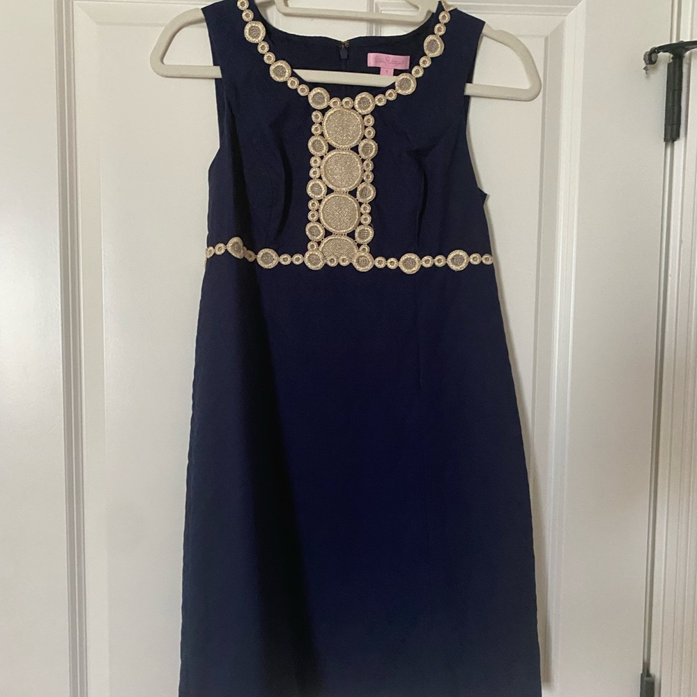 Lilly Pulitzer Navy and Gild Shift dress